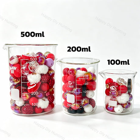 Valentine bead mix 100ml 200ml 500ml volume comparison mixed craft beads