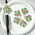 "Very Merry Christmas" christmas tree printed silicone focal beads, festive holiday craft beads for beadable pen DIY supplies