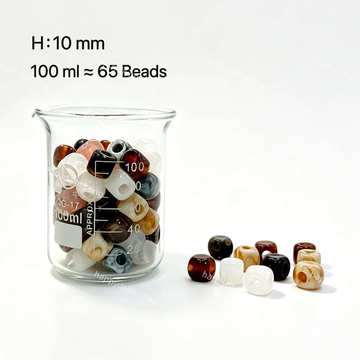 Vintage French natural stone beads, square shape, 100ml pack, large hole over 3mm, for DIY beadable stainless steel cutlery and jewelry making