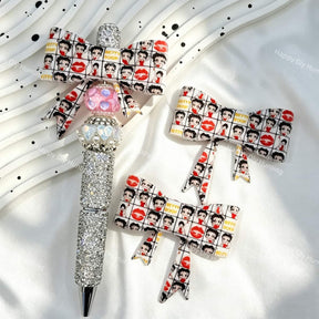 vintage retro red lip lady bow silicone focal beads for DIY pens and glam-inspired handmade crafts