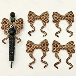 Vintage V*L Print Bow Silicone Focal Beads for custom beadable pen handmade DIY craft projects