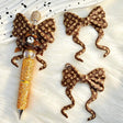 Vintage V*L Print Bow Silicone Focal Beads for custom beadable pen handmade DIY craft projects