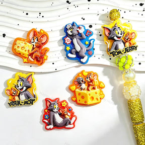 Vintage Cat‑Mouse Cartoon Acrylic Focal Beads for custom beadable pen handmade DIY craft projects