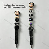 vintage retro cartoon lady no hole pen toppers finished beadable pen example