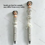 vintage retro cartoon lady no hole pen toppers finished beadable pen example