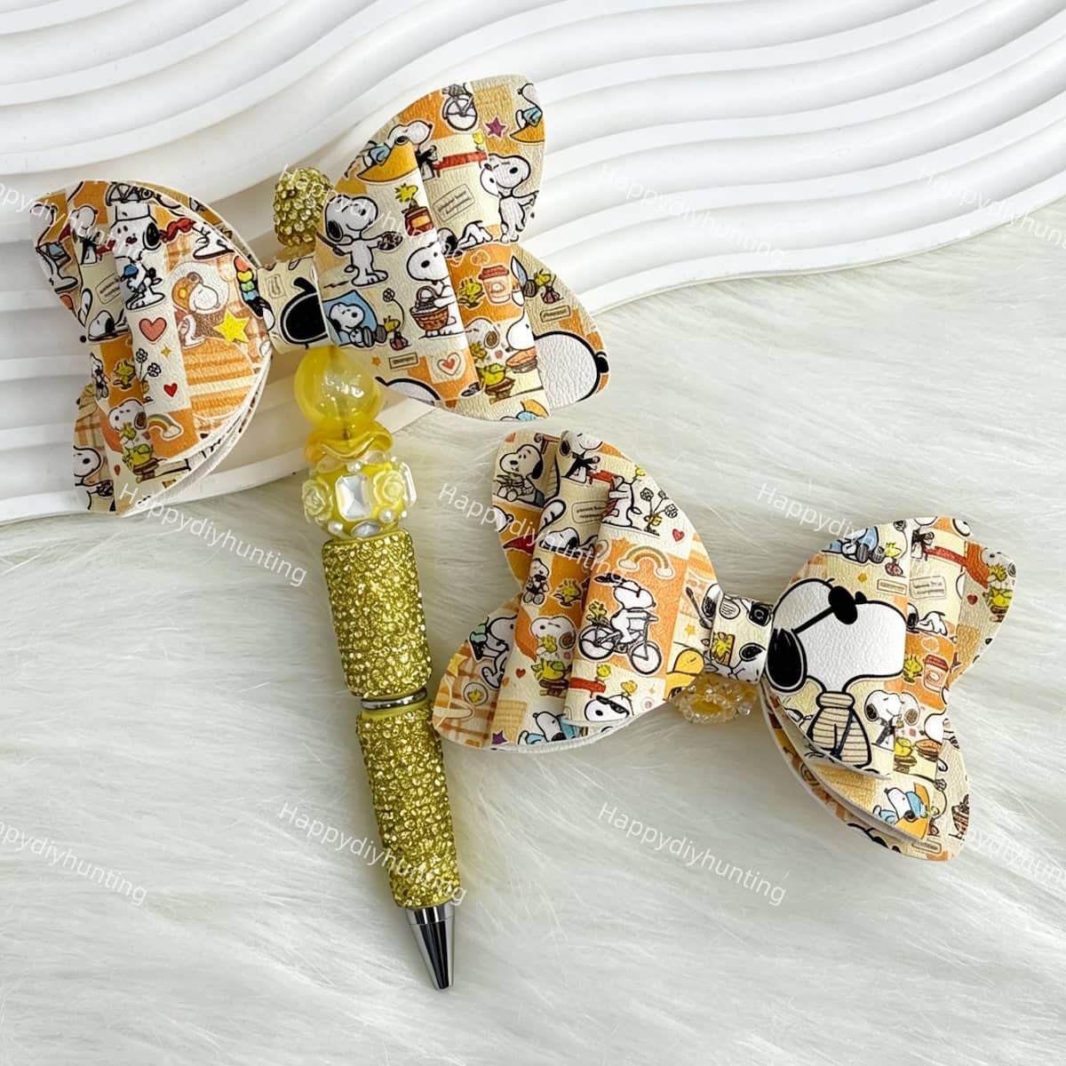 warm patchwork dog bow beads for DIY beadable pens and jewelry crafts