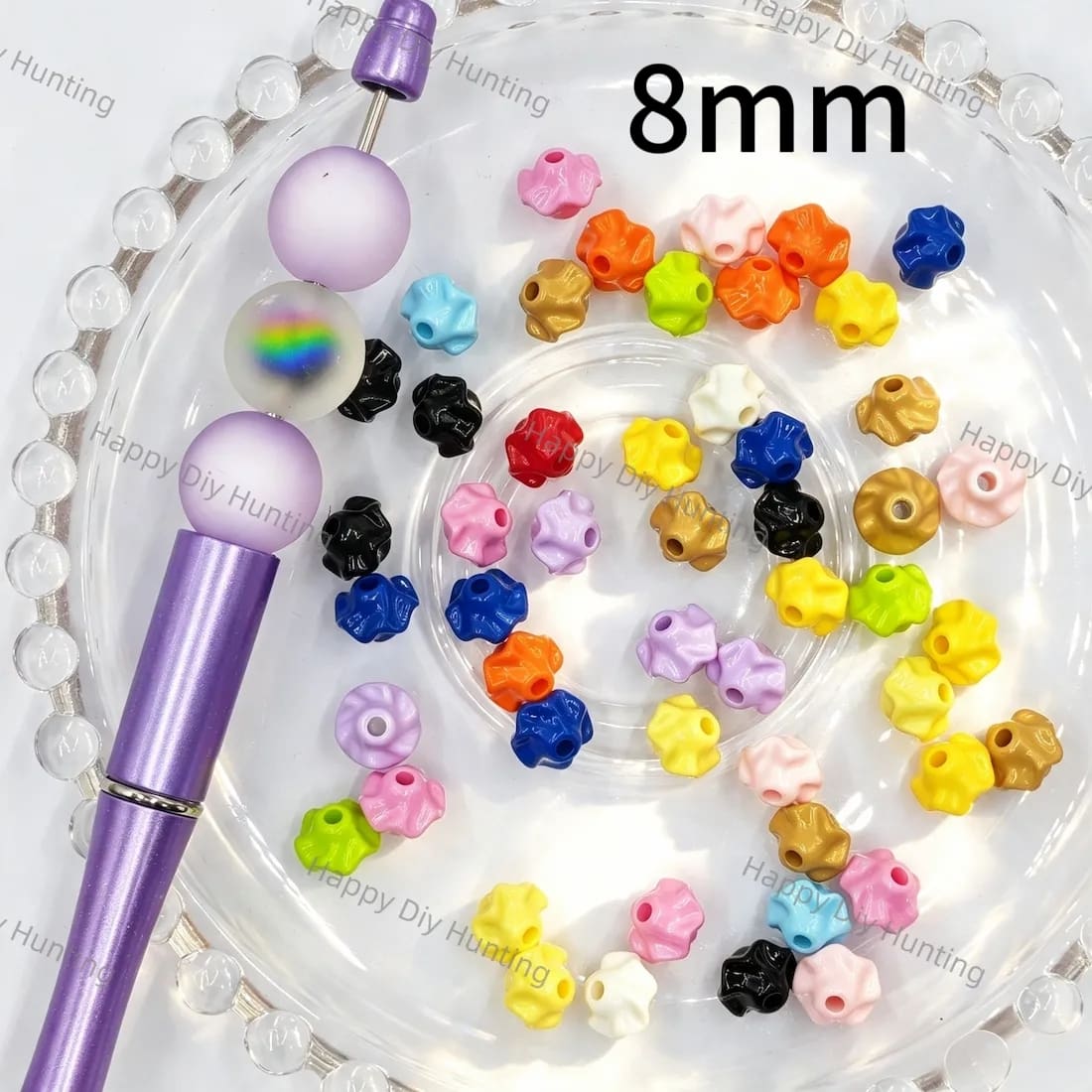 wavy flower shape acrylic beads for beadable pen straw charm diy craft wholesale