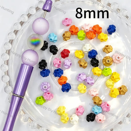 wavy flower shape acrylic beads for beadable pen straw charm diy craft wholesale