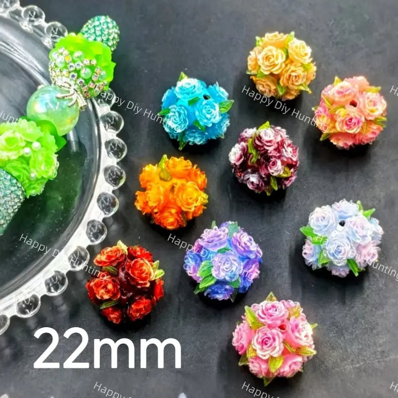 22mm 3D Flower Acrylic Beads for DIY Beadable Pens & Jewelry