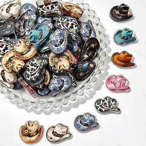 Western Cowboy Hat Print Acrylic Focal Beads for beadable pen DIY craft projects