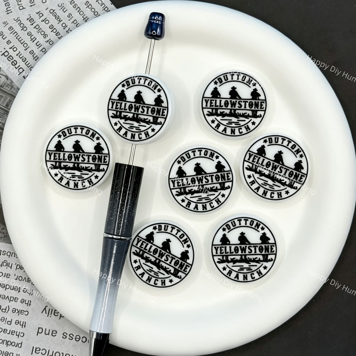 round western cowboy silicone focal beads for DIY pens and country-style handmade crafts