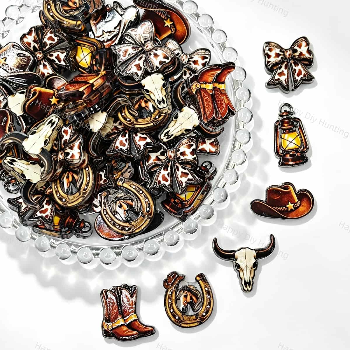 Western Cowboy Theme Acrylic Focal Beads for beadable pen DIY craft projects