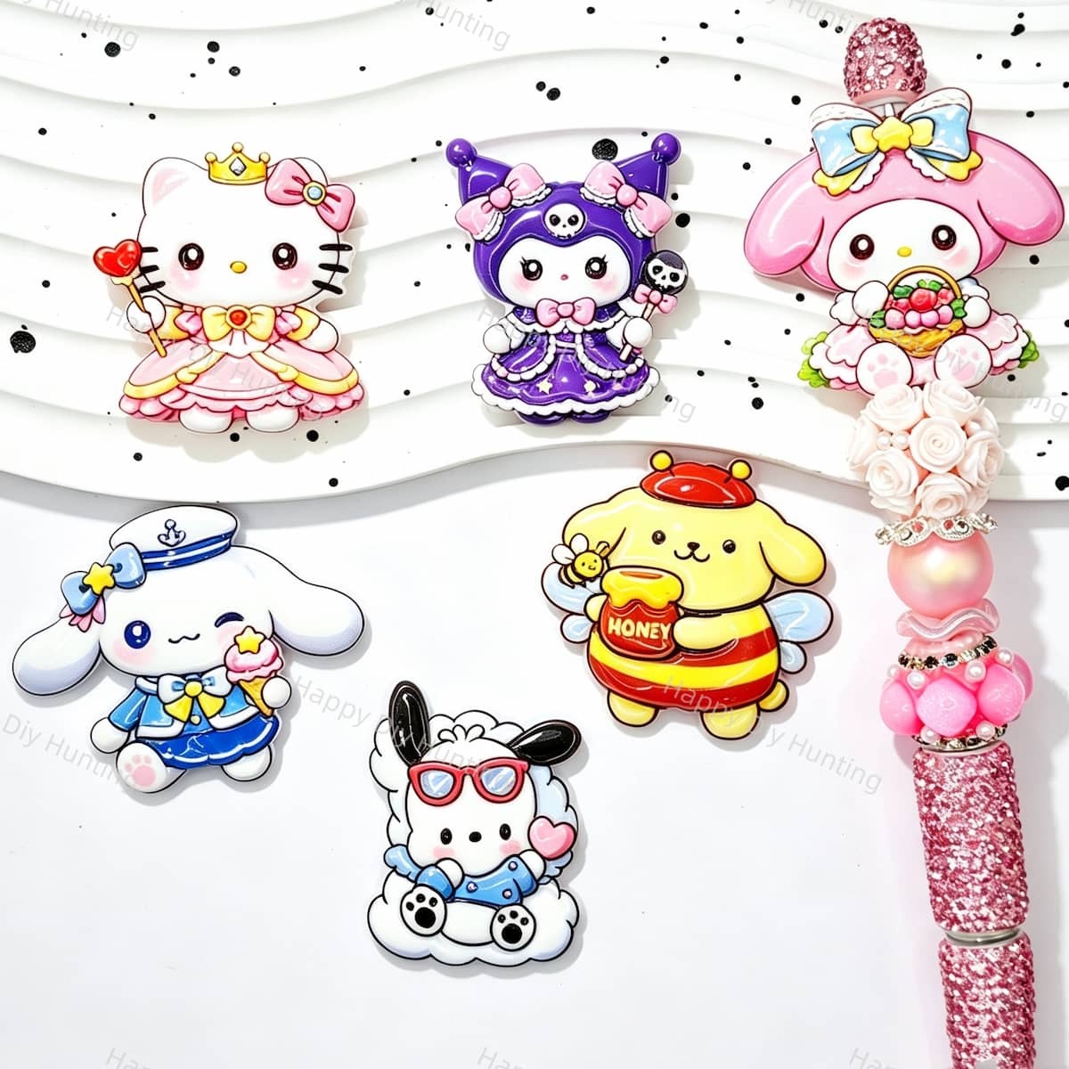 Whimsical Dress‑Up Cartoon Acrylic Focal Beads for custom beadable pen handmade DIY craft projects