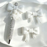 White solid bow silicone focal beads for DIY beadable pens