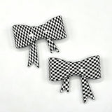 white checkerboard bow silicone focal bead for DIY beadable pens and jewelry crafts