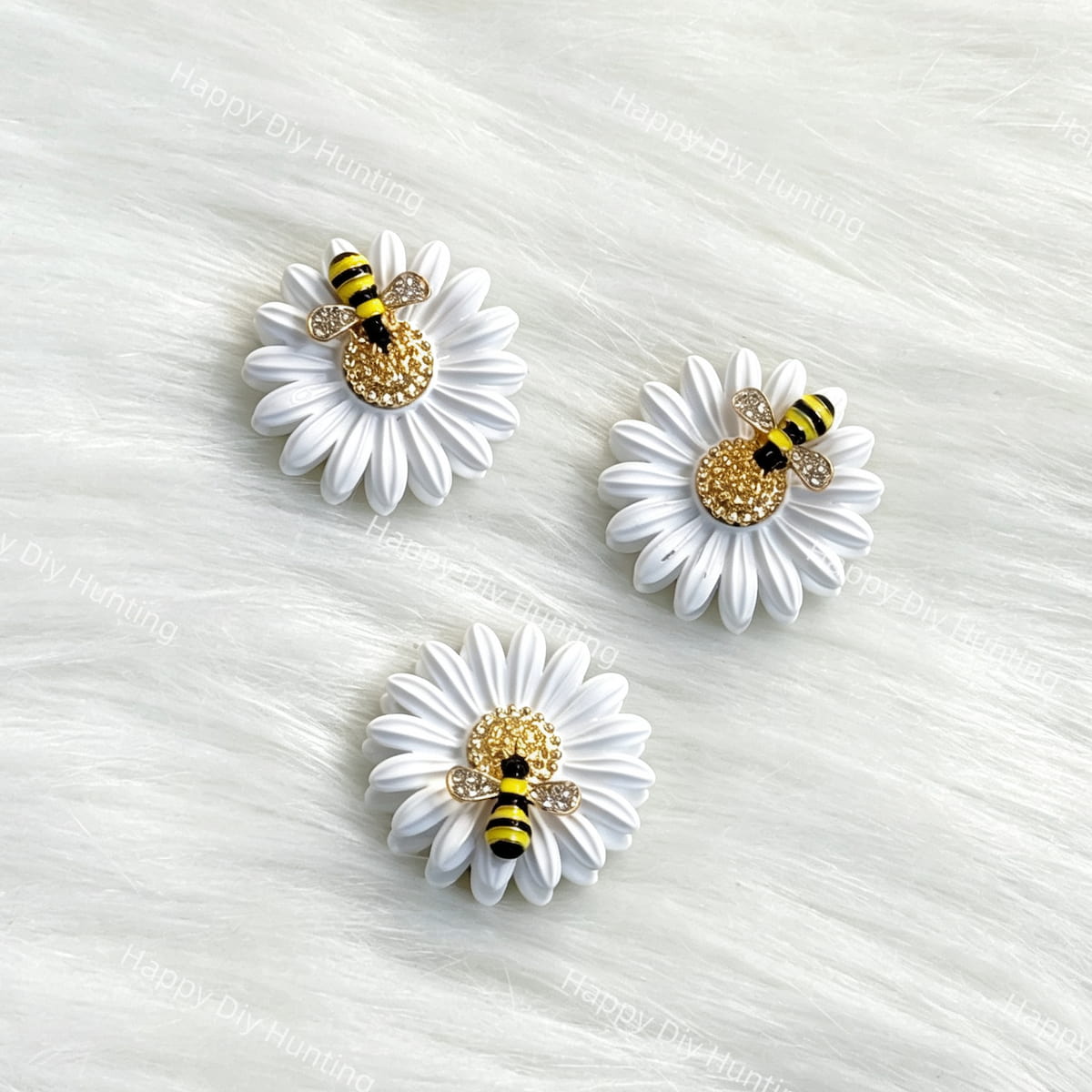 white daisy bee metal spacer beads for DIY beadable pens and jewelry crafts