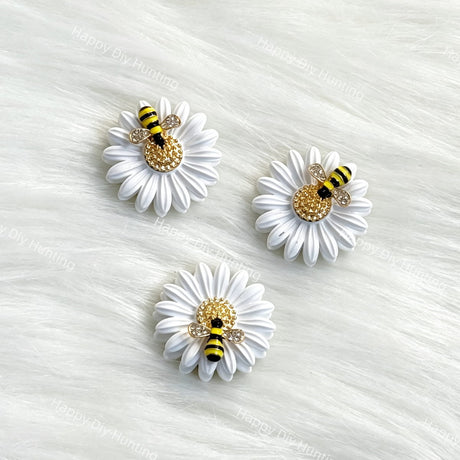 white daisy bee metal spacer beads for DIY beadable pens and jewelry crafts