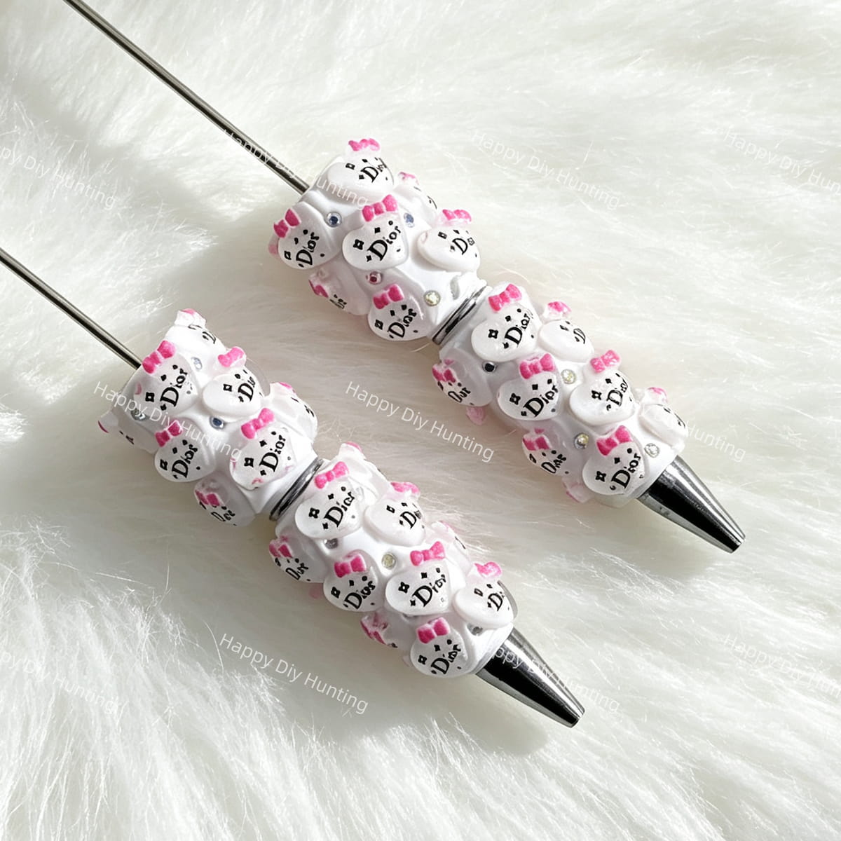 white heart designer D*R beadable pens for DIY custom crafts and personalized pens