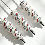 white horse sport logo printed beadable pens for diy handmade craft projects
