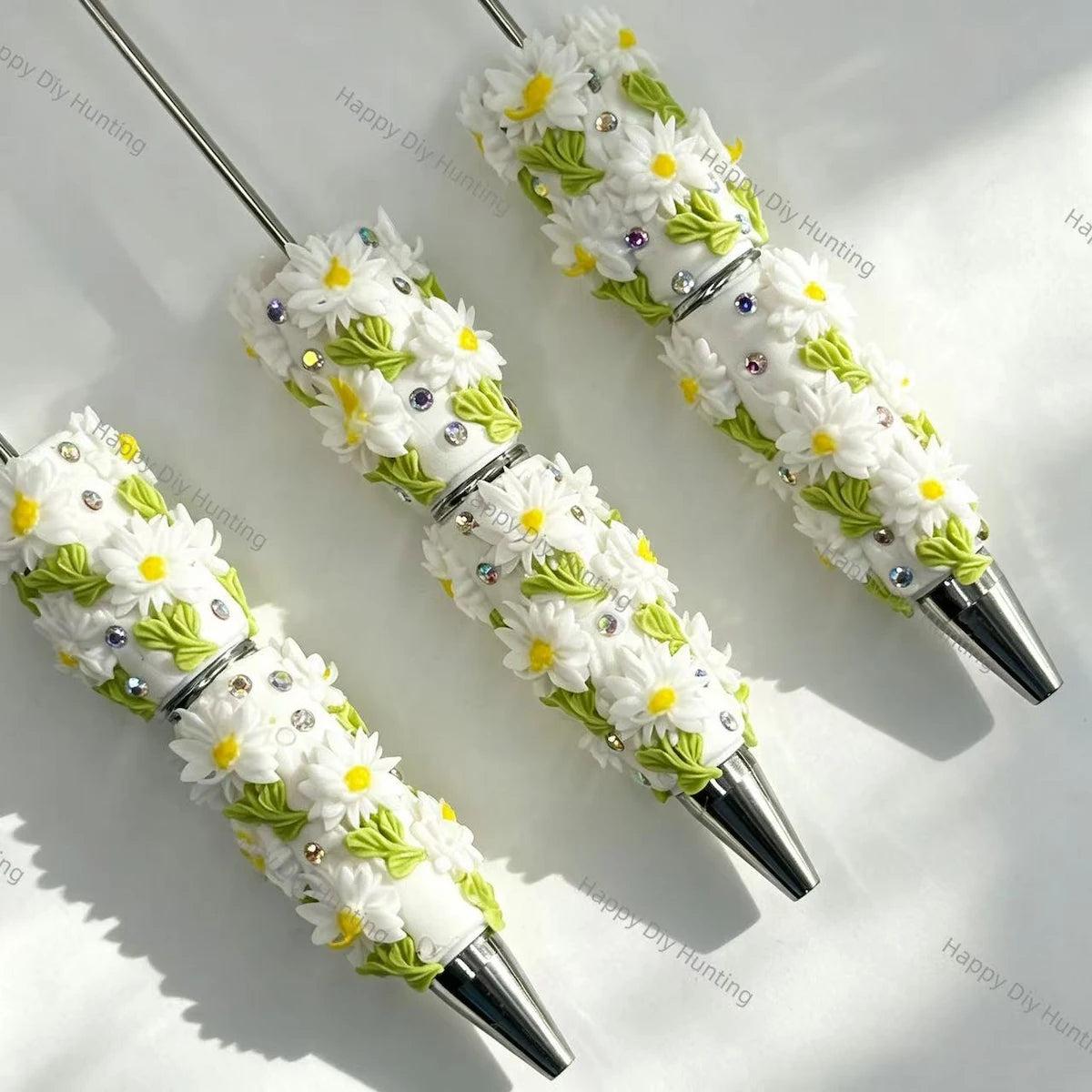 multi‑color 3d daisy flower handmade wholesale beadable pens compatible with all focal beads and pen toppers for diy writing craft