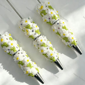 multi‑color 3d daisy flower handmade wholesale beadable pens compatible with all focal beads and pen toppers for diy writing craft