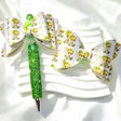 White fairy print bow focal beads for beadable pen and keychain DIY craft supplies