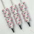 White pink heart bow printed focal beads assembled beadable pens, handmade DIY craft pen blanks
