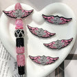 pink black winged motorcycle‑style silicone focal beads for diy beadable pens and pen toppers craft supplies