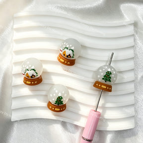 winter snow globe silicone focal beads for DIY pens and holiday-themed handmade crafts