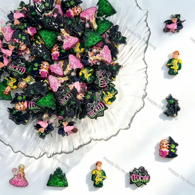 witch musical fantasy printed acrylic focal beads storybook theme for diy jewelry and pen making