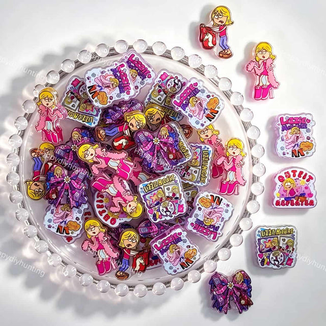 Y2K cartoon teen girl acrylic focal beads for DIY beadable pens and jewelry crafts