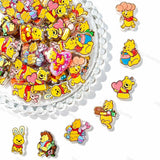 Cute Yellow Bear Cartoon Print Acrylic Focal Beads colorful cartoon graphic flat acrylic charm for bead pen DIY craft