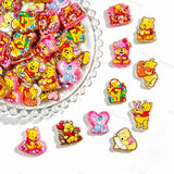 Cute Yellow Bear Cartoon Print Acrylic Focal Beads colorful cartoon graphic flat acrylic charm for bead pen DIY craft1