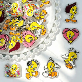 yellow bird cartoon acrylic focal beads for DIY beadable pens keychains and handmade jewelry crafts