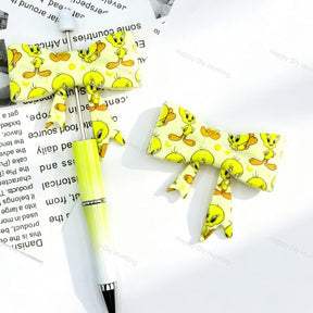 yellow cartoon bird bow silicone focal beads for DIY pens and handmade jewelry crafts