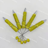 yellow rhinestone beadable pen blanks diy handmade stationery craft supplies wholesale glitter design