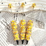 Yellow Beauty and the Beast beadable pens, diy pen blanks with lace trim and rhinestone crystal accents for handmade craft supplies