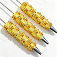 yellow cute cartoon character figurine bling beadable pens cartoon theme for diy stationery and handmade gifts