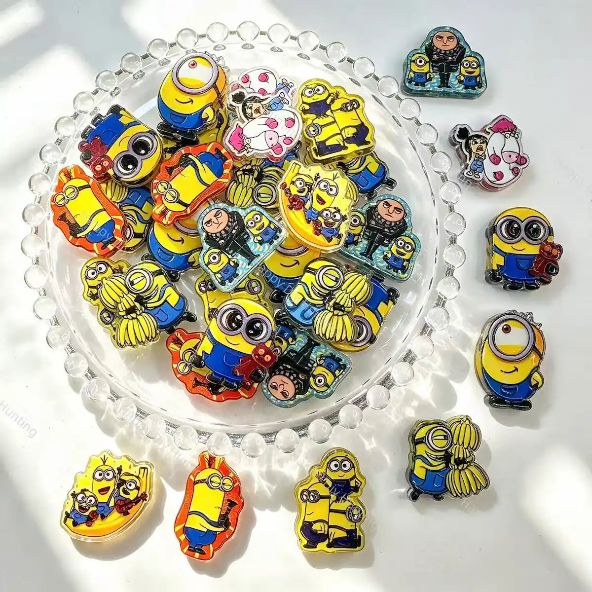 Yellow movie cartoon print acrylic focal beads for DIY beadable pens