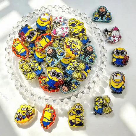 Yellow movie cartoon print acrylic focal beads for DIY beadable pens