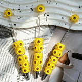 yellow sunflower 3d beadable pens floral theme with rhinestones on display for diy stationery and handmade gifts